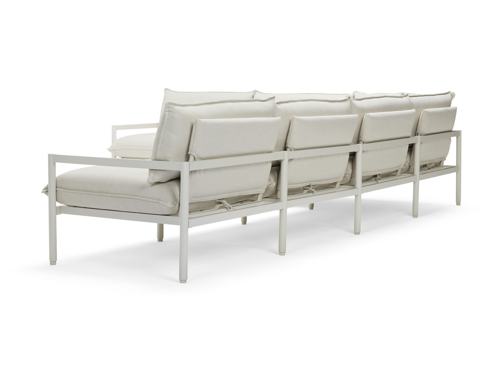 Back view of 6-piece white outdoor sectional sofa